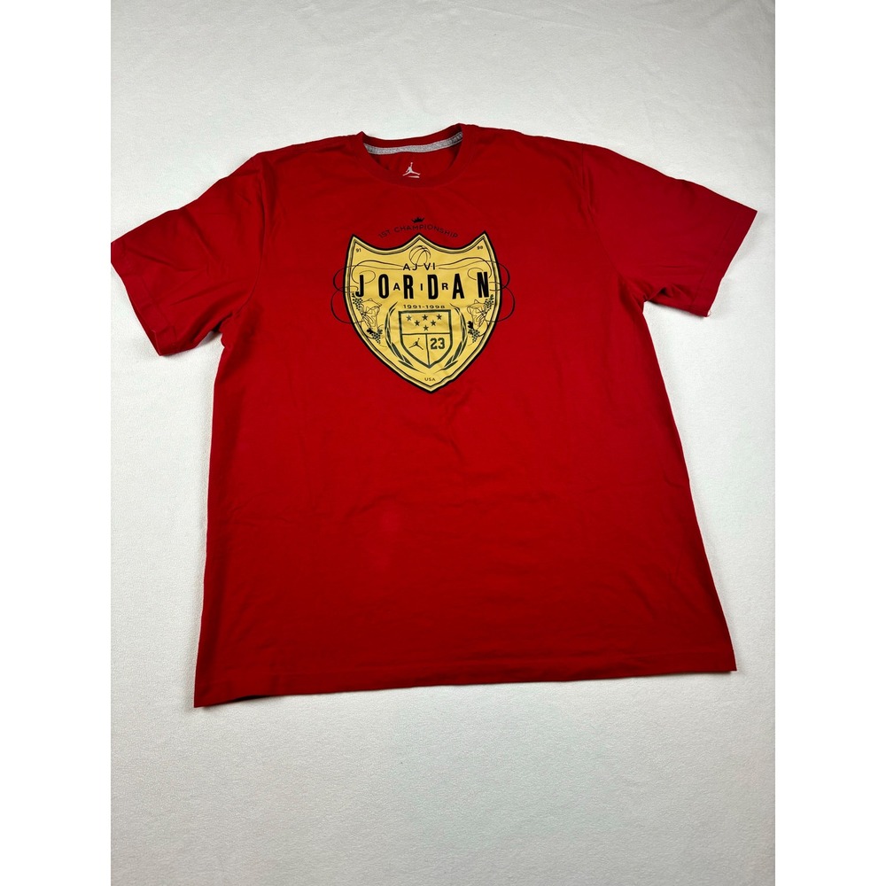 Jordan Mens Red 1st Championship AJ-VI Shield Graphic T-Shirt XL 1991-1998
